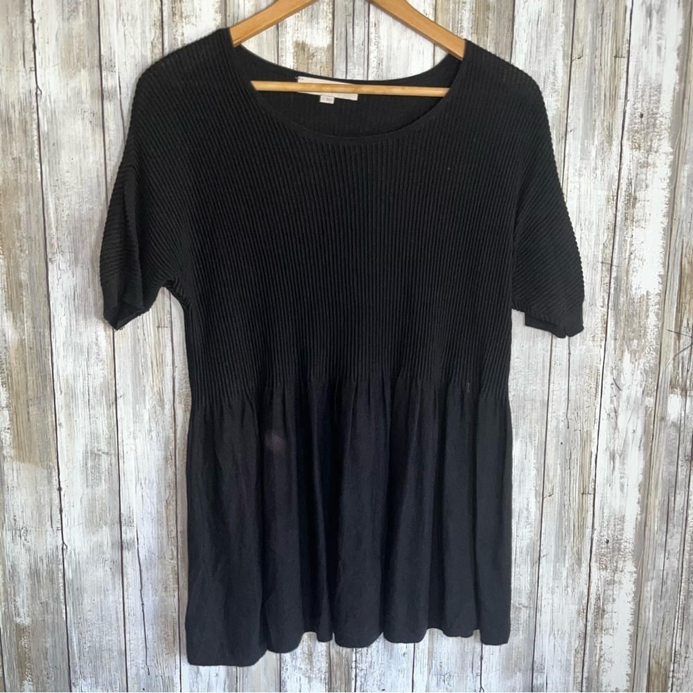 Loft Black Knit Ribbed Peplum